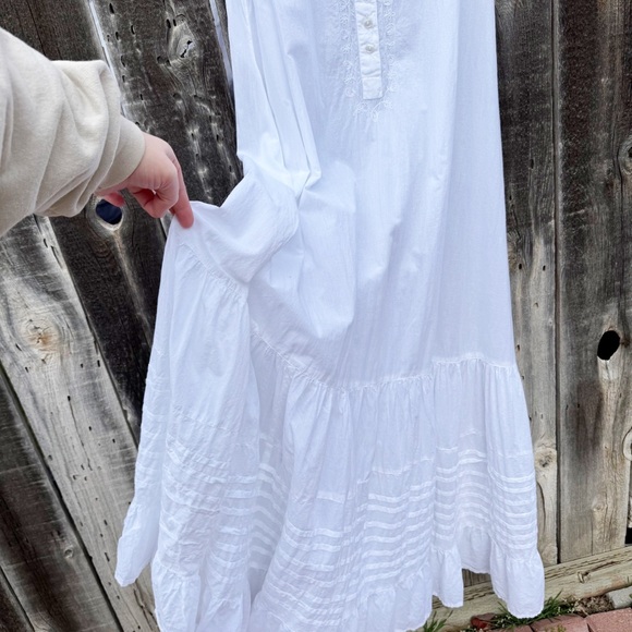 Holy Clothing White Cottagecore Prairie Maxi Dress Embroidered Cotton Large - Picture 3 of 9